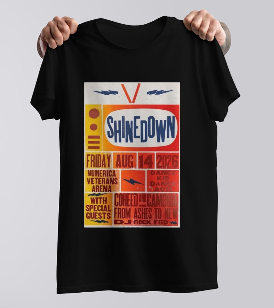 Shinedown Aug 14 2026 Numerica Veterans Arena With Coheed And Cambria And From Ashes To New T-Shirt