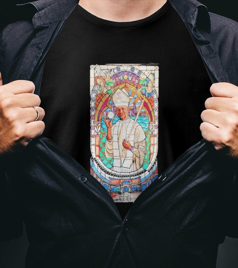 White Sox Pope Hat Stained Glass Painting T-Shirt