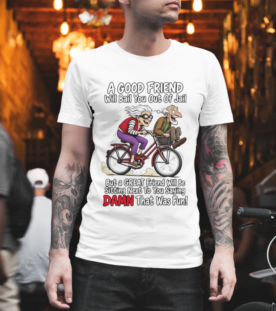 A Good Friend Will Bail You Out Of Jail Great Friend Sitting Next To You Saying Damn That Was Fun T-Shirt