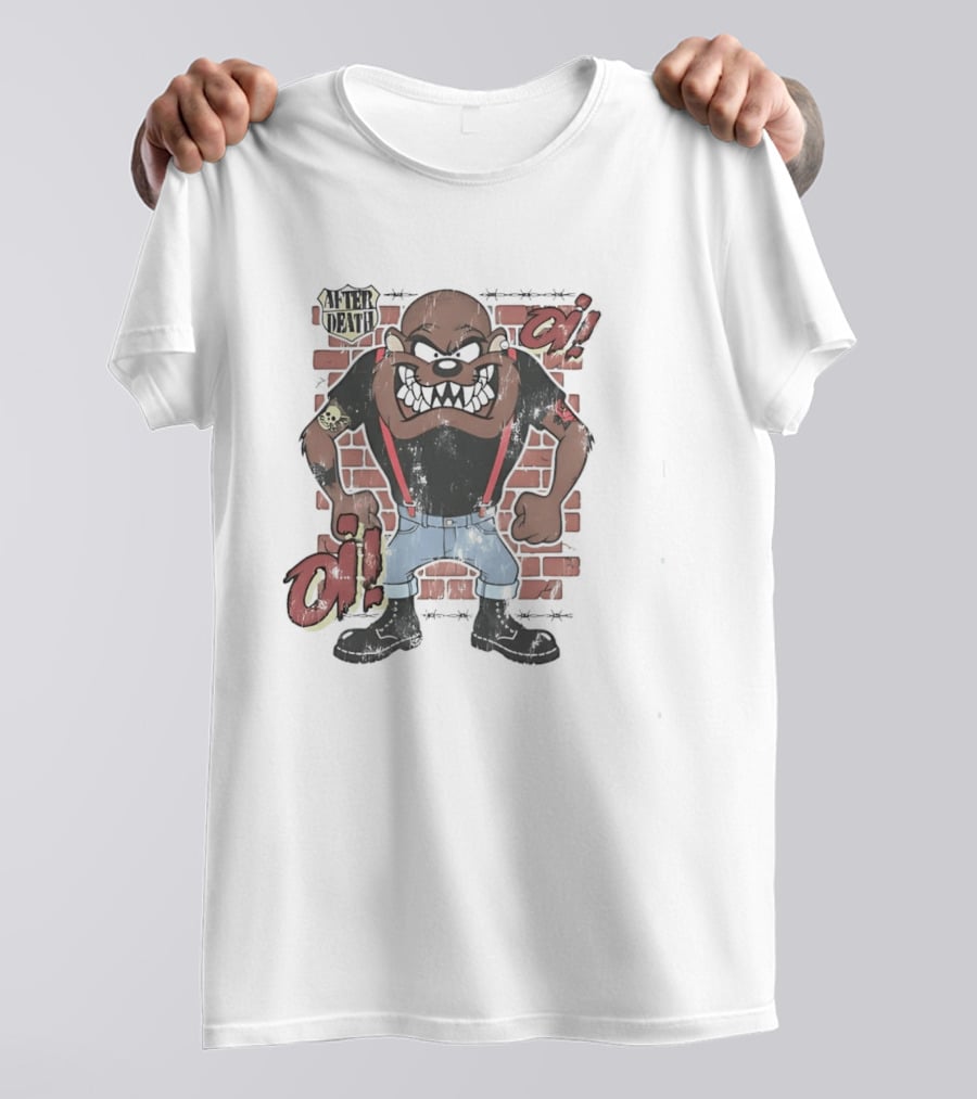 After Death Oi Distressed Skinhead Taz Suspenders Brick Wall T-Shirt