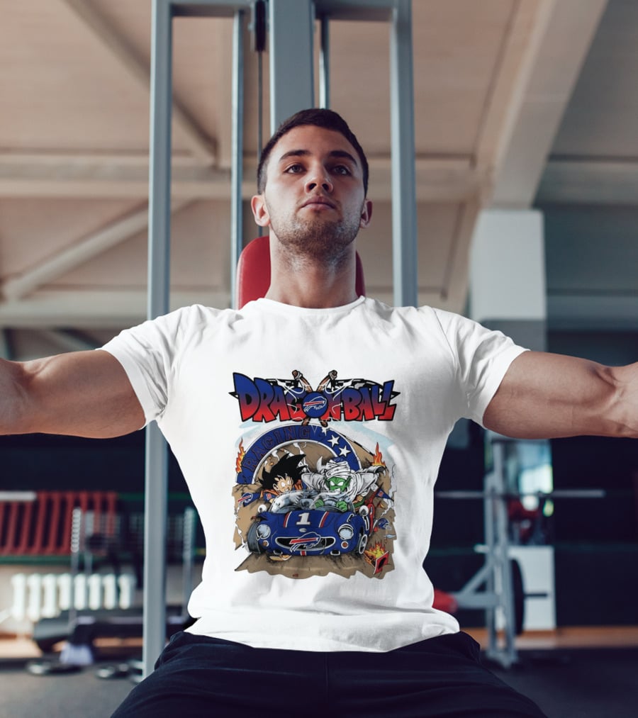 Buffalo Bills Dragon Ball Racing Goku Piccolo Driving Blue Car T-Shirt