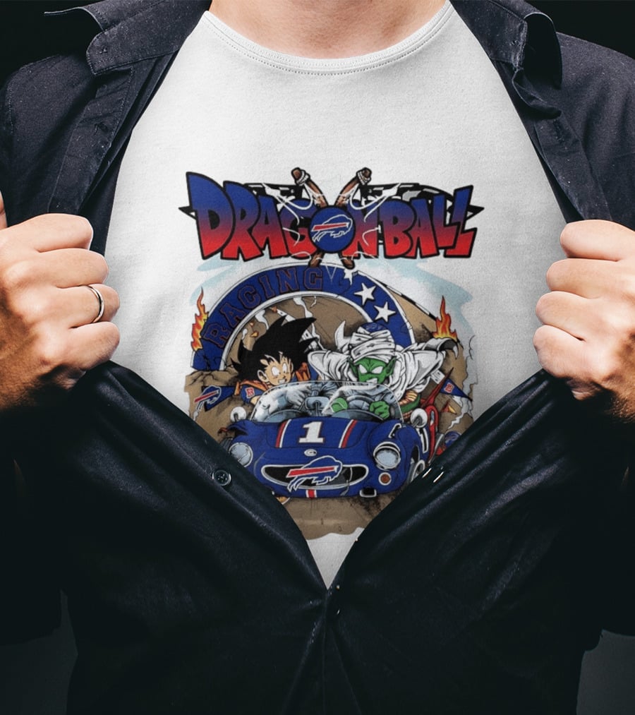 Buffalo Bills Dragon Ball Racing Goku Piccolo Driving Blue Car T-Shirt