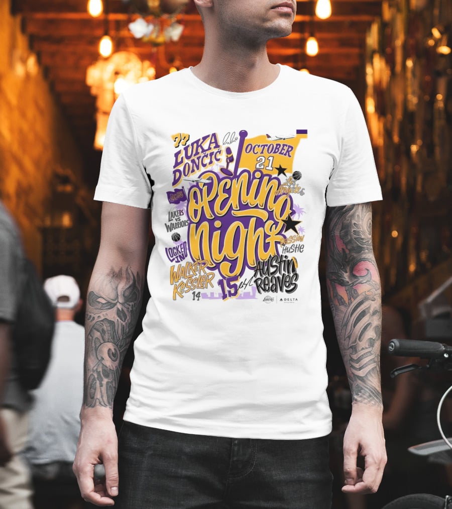Los Angeles Lakers Luka Doncic Opening Night October 21 Walker Kessler Austin Reaves T-Shirt