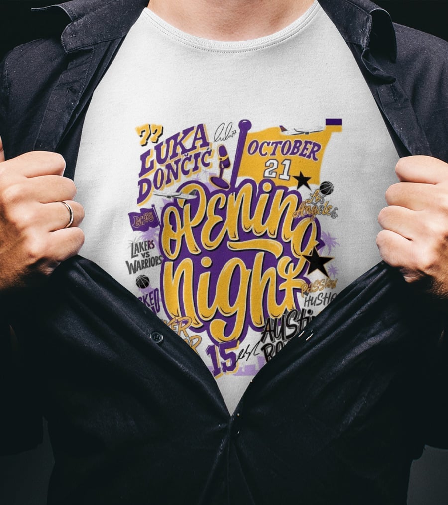 Los Angeles Lakers Luka Doncic Opening Night October 21 Walker Kessler Austin Reaves T-Shirt