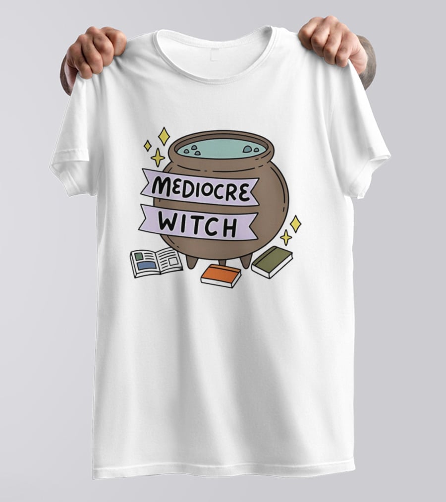 Mediocre Witch Magic Cauldron With Book And Sparkles T-Shirt