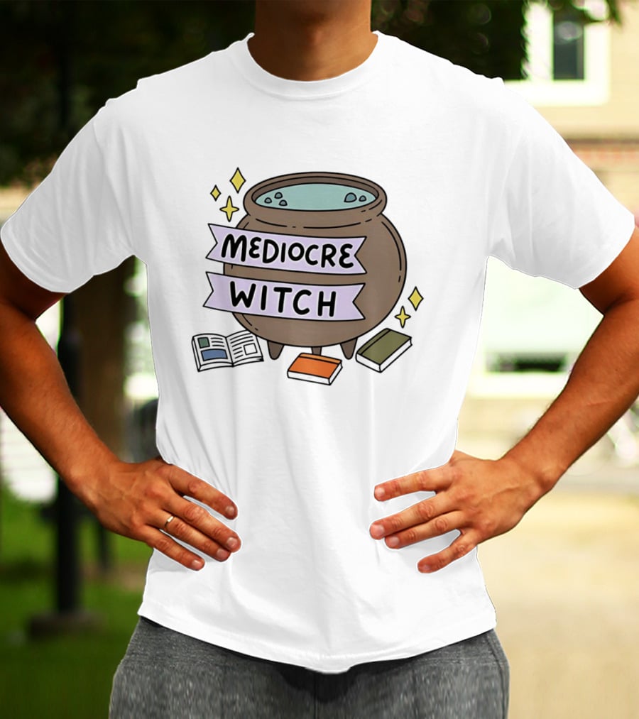 Mediocre Witch Magic Cauldron With Book And Sparkles T-Shirt