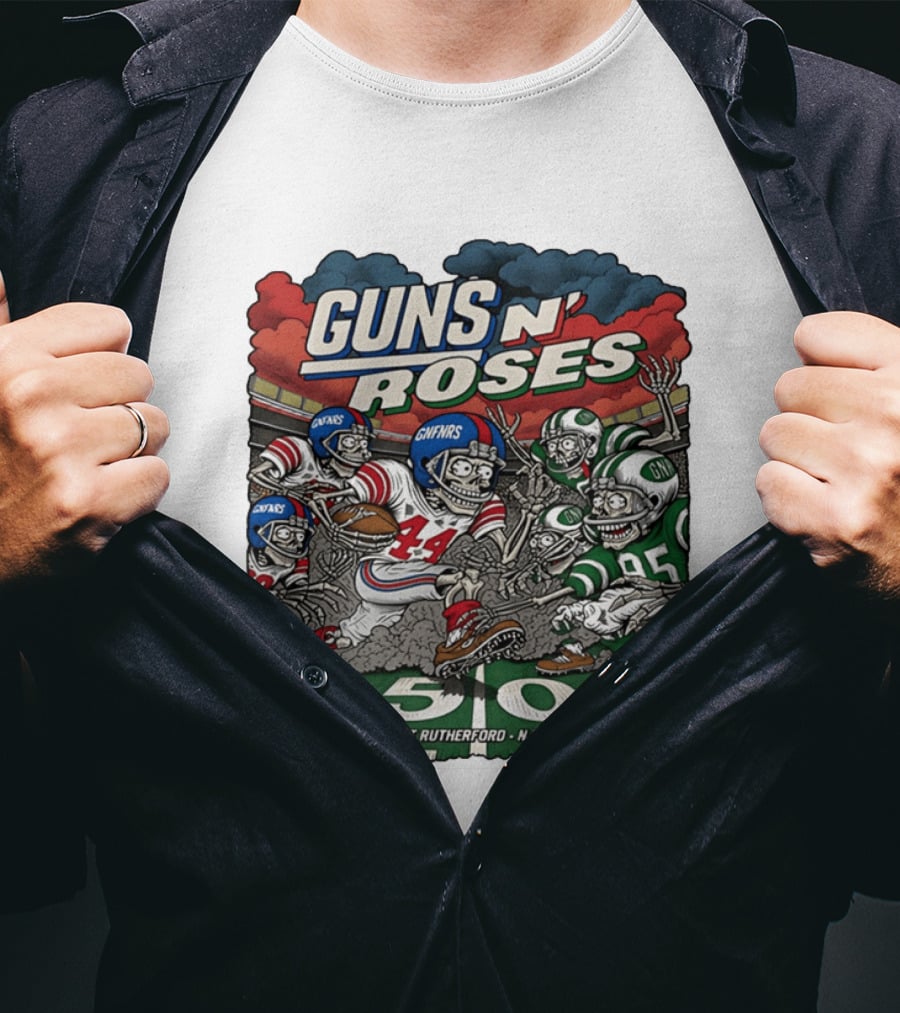 Guns N' Roses MetLife Stadium East Rutherford NJ August 12 2026 Football Skeletons T-Shirt