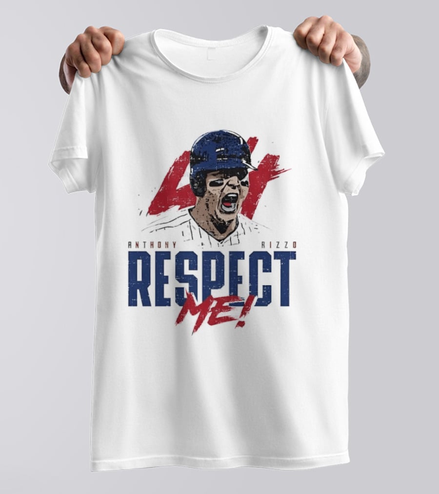 Anthony Rizzo Respect Me Screaming Baseball Player Distressed 44 Red T-Shirt