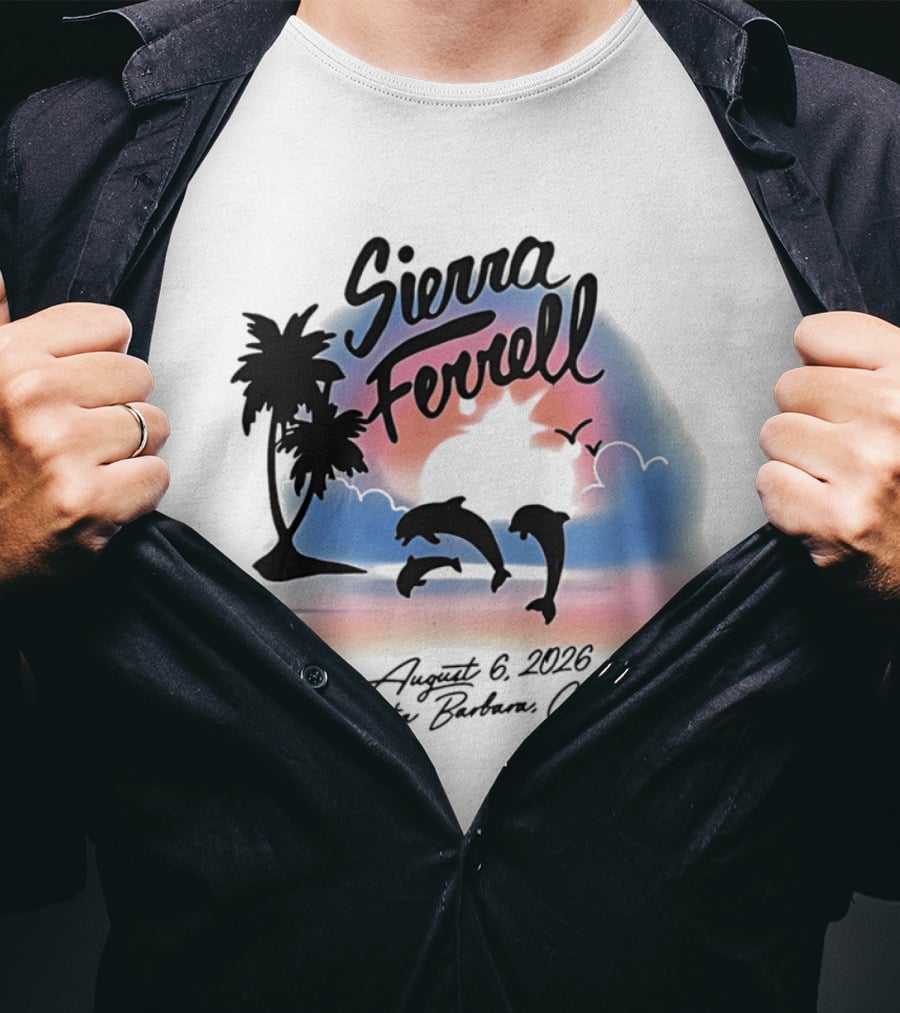 Sierra Ferrell August 6 2023 Santa Barbara CA Dolphins And Palm Trees T-Shirt