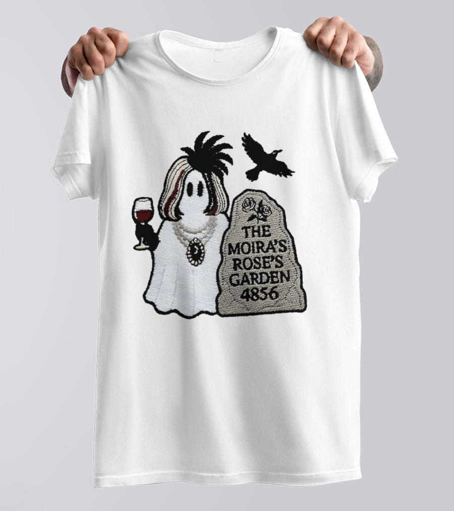 The Moira's Rose's Garden Ghost Wine Glass Tombstone Crow 4836 Wig T-Shirt