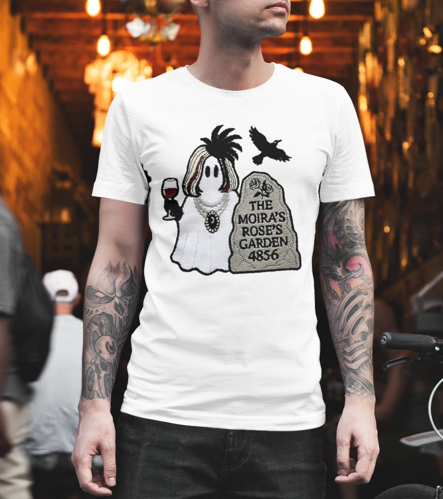 The Moira's Rose's Garden Ghost Wine Glass Tombstone Crow 4836 Wig T-Shirt