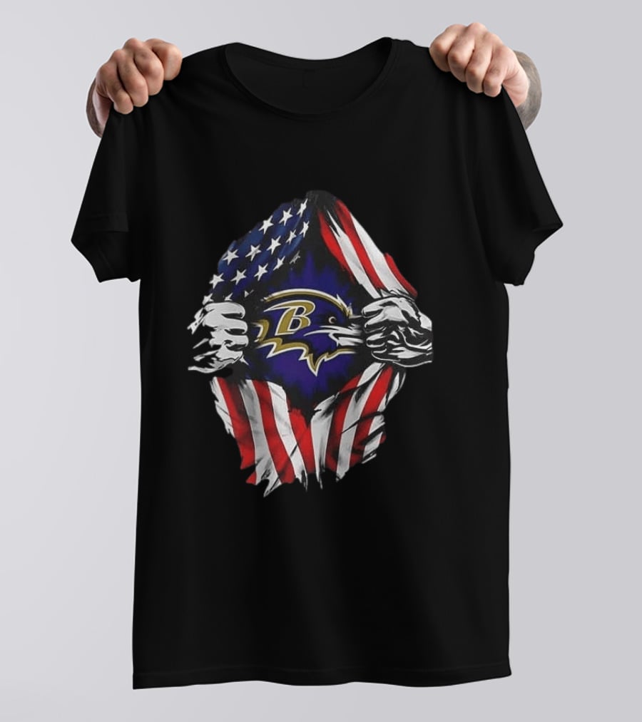 Baltimore Ravens American Flag Superman T-Shirt