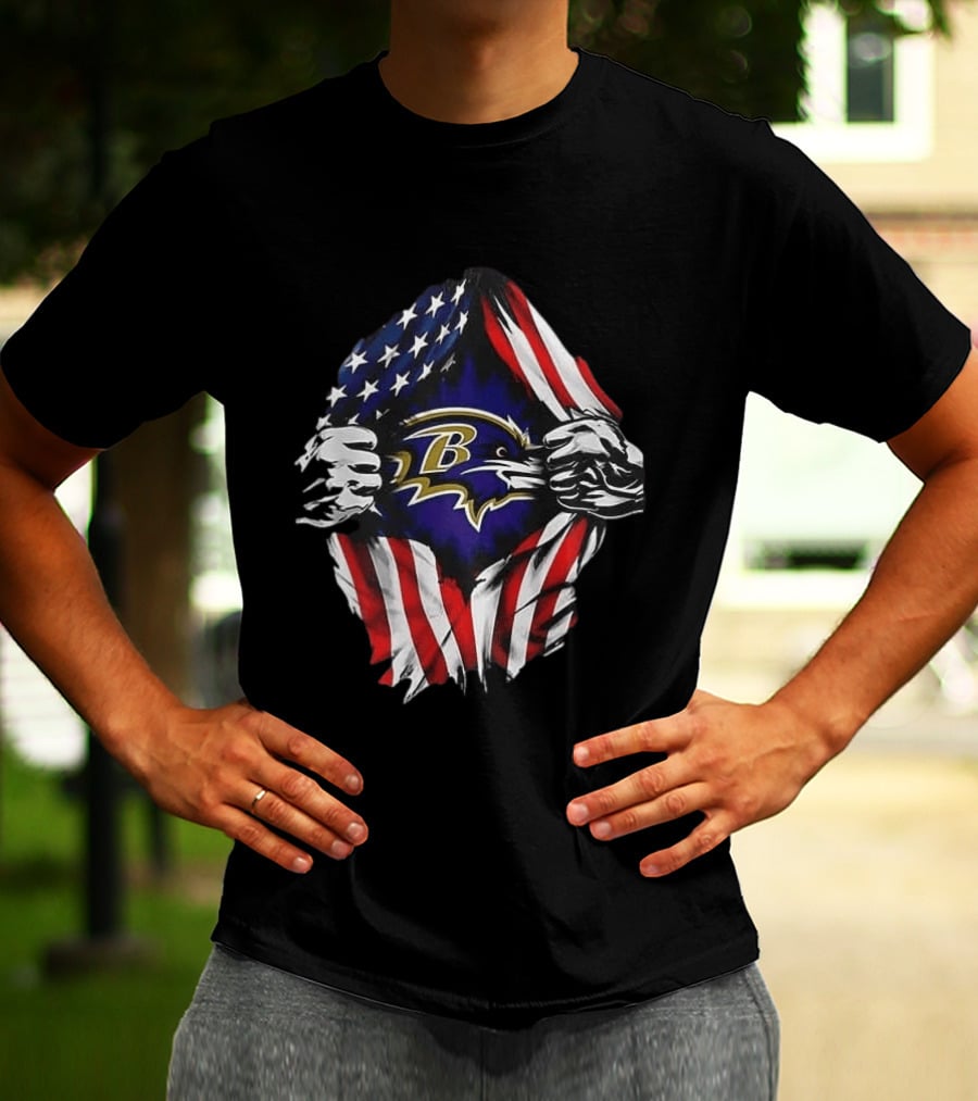 Baltimore Ravens American Flag Superman T-Shirt