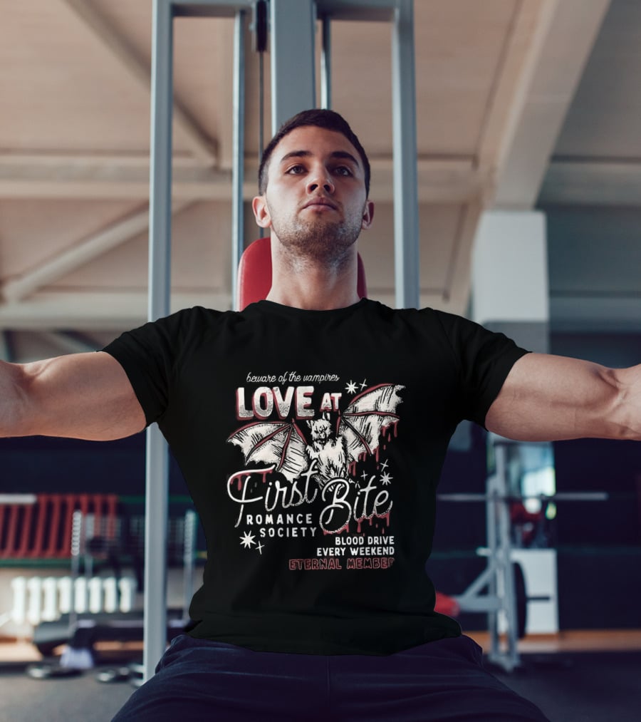 Beware Of The Vampires Love At First Bite Romance Society Blood Drive Every Weekend Eternal Member T-Shirt