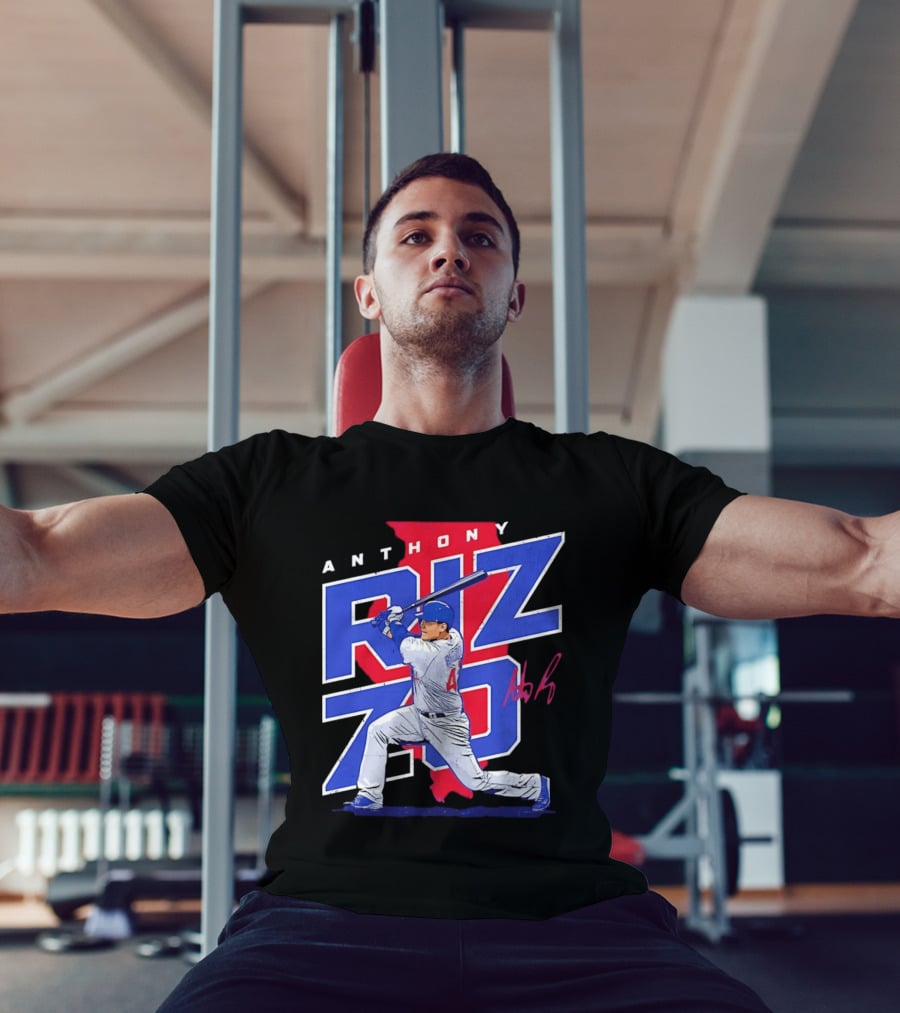 Anthony Rizzo 44 Chicago Cubs Batting Illinois Map T-Shirt