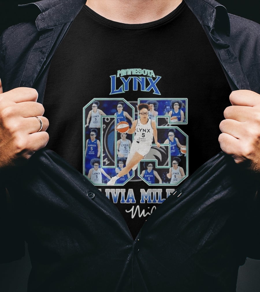 Minnesota Lynx Olivia Miles No 5 WNBA Collage T-Shirt