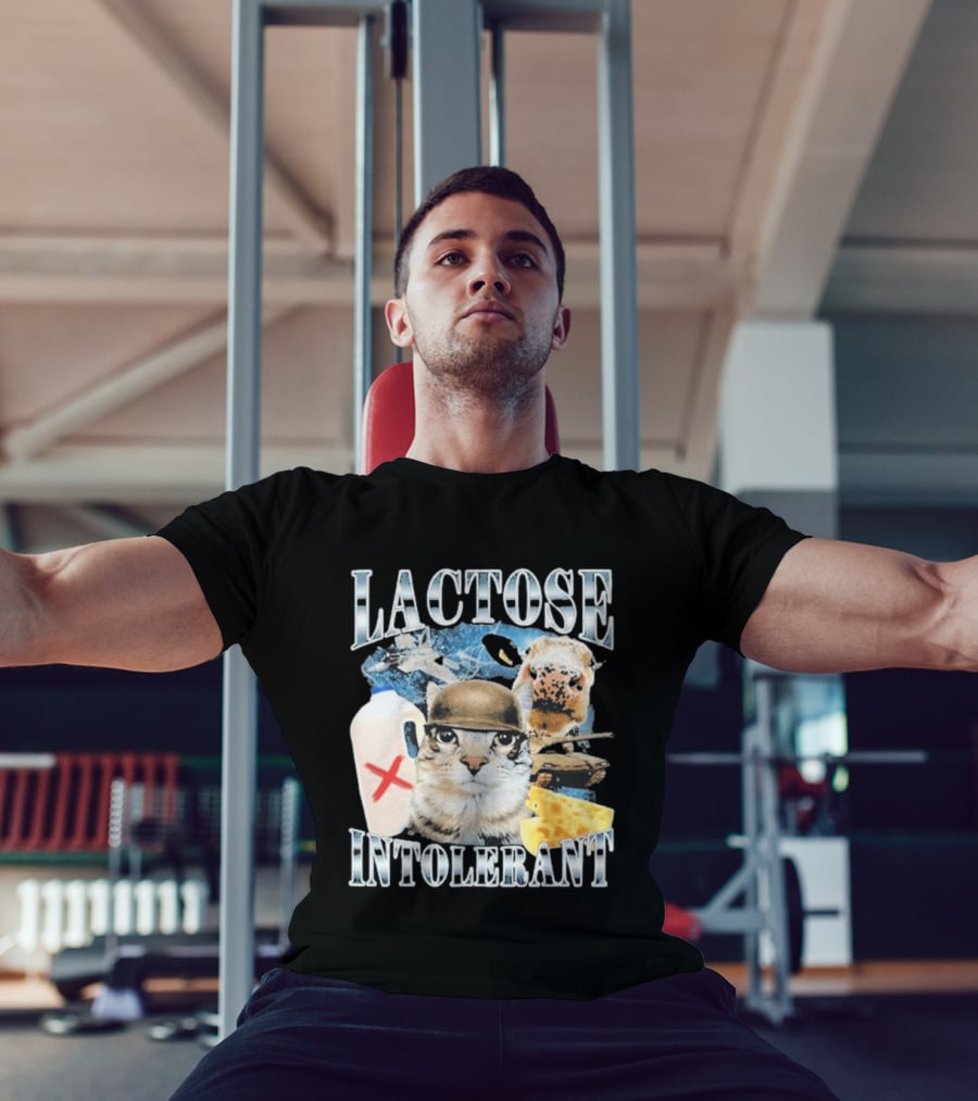 Lactose Intolerant Cat Cheese Cow Milk Jug T-Shirt