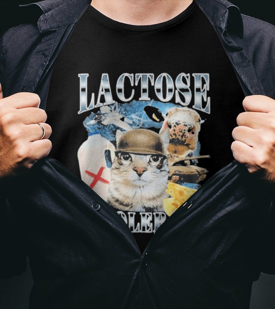Lactose Intolerant Cat Cheese Cow Milk Jug T-Shirt
