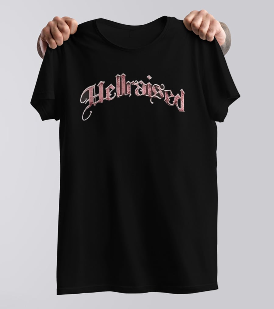 Hellraised Pink Rose Skull Yellow Flames Ornate Frame Distressed T-Shirt