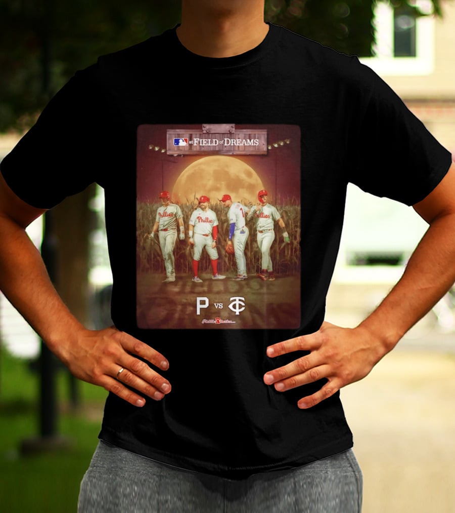 MLB At Field Of Dreams Philadelphia Phillies Vs Minnesota Twins 2026 Moonlit Cornfield Scene T-Shirt