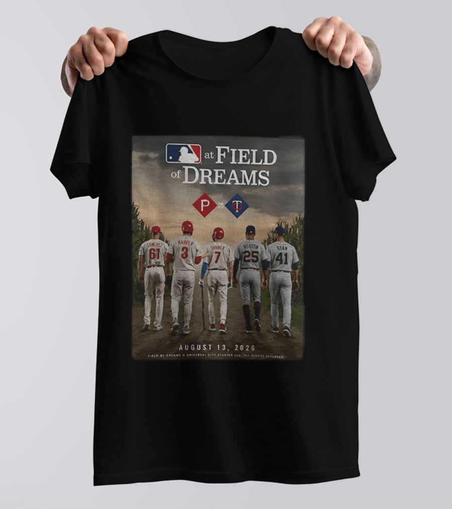 Phillies Vs Twins MLB At Field Of Dreams August 13 2026 T-Shirt