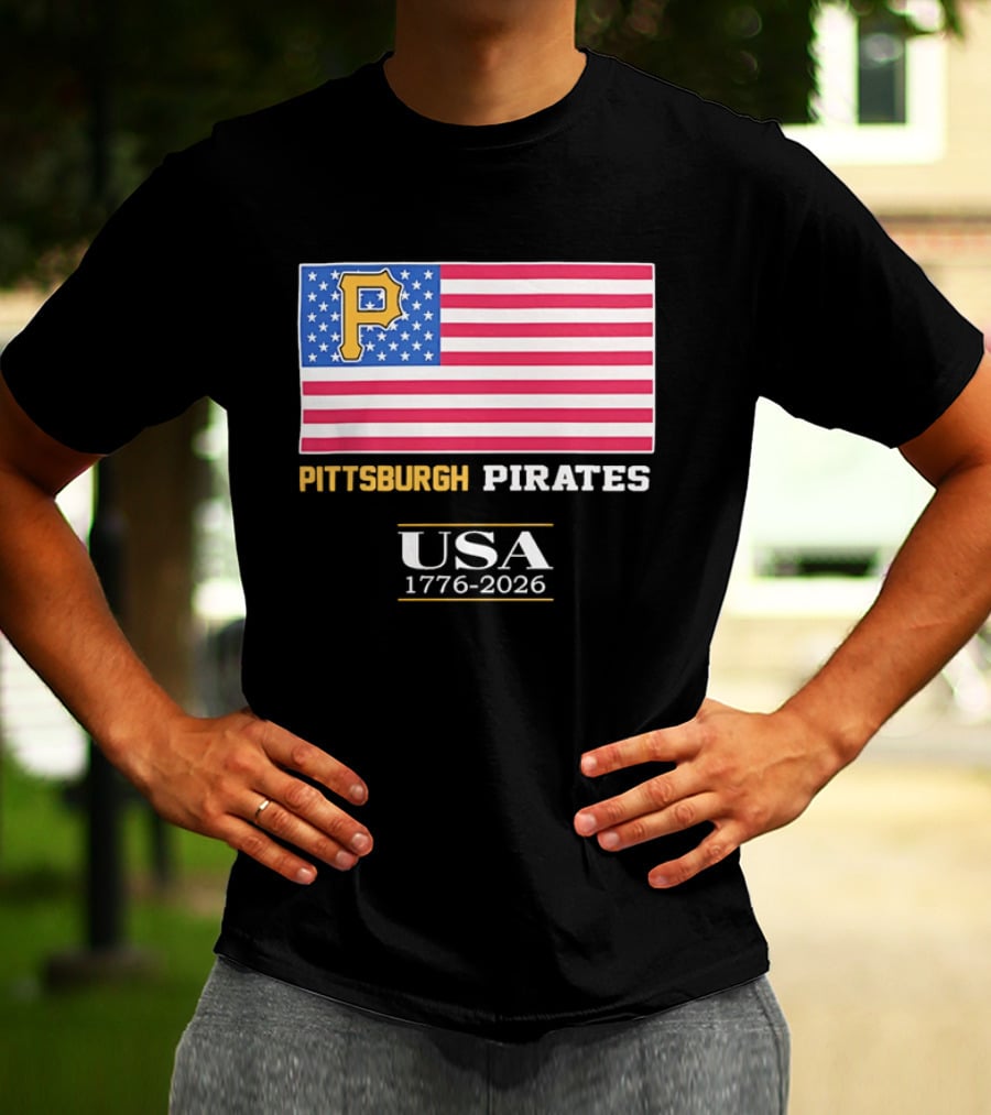 Pittsburgh Pirates American Flag USA 1776 2026 Yellow P T-Shirt