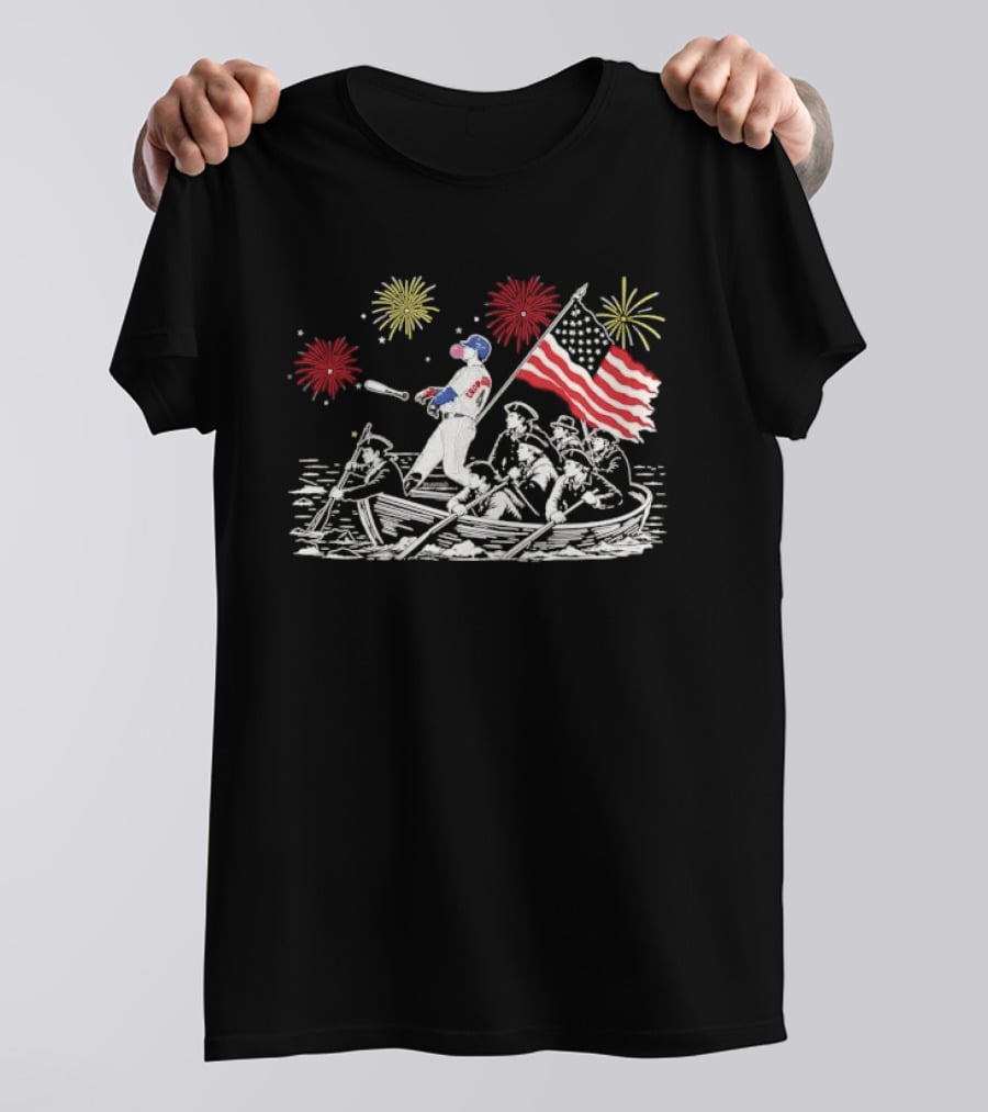 Players Crow Armstrong Patriotic Baseball Batting With American Flag And Revolutionary Boat T-Shirt
