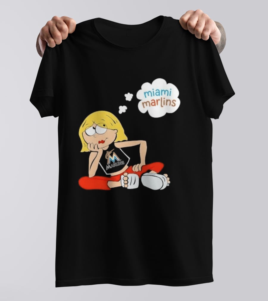 Miami Marlins MLB Cartoon Lizzie McGuire Blonde Girl Fan T-Shirt