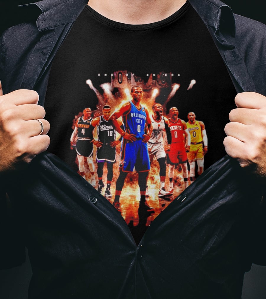 Russell Westbrook Oklahoma City NBA Career Retrospective With Team Jerseys T-Shirt