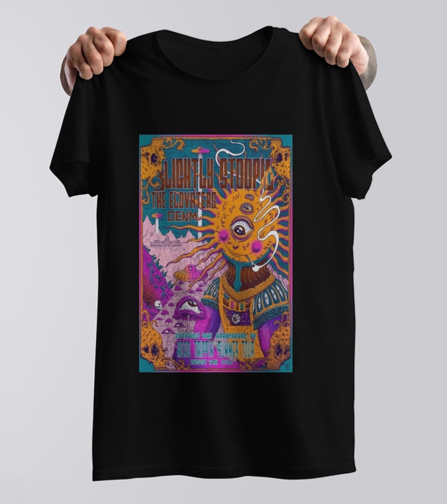 Slightly Stoopid The Elovaters DENM Road Trippin Summer Tour Riverfront Park Harrisburg PA August 13 2026 T-Shirt