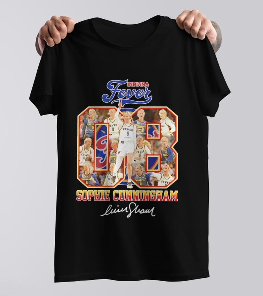 Indiana Fever Sophie Cunningham No 8 Collage WNBA T-Shirt