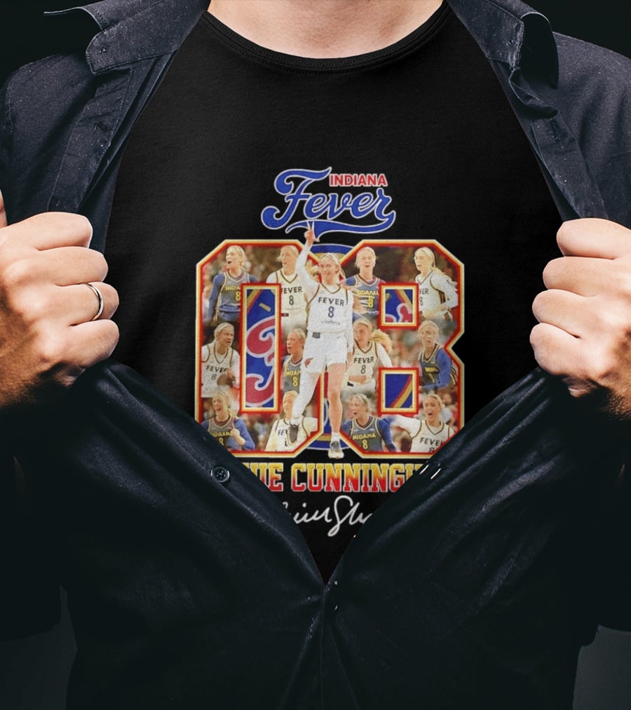 Indiana Fever Sophie Cunningham No 8 Collage WNBA T-Shirt