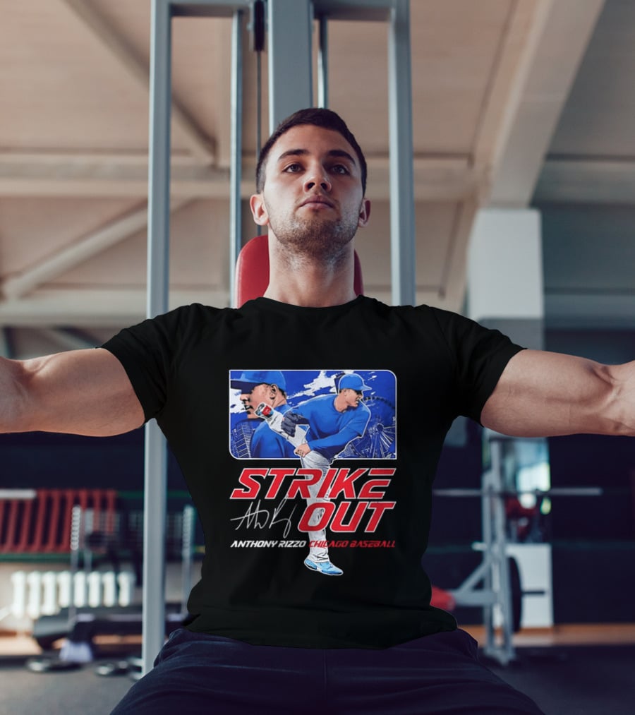 Strike Out Anthony Rizzo Chicago Baseball Pitcher Ferris Wheel Skyline T-Shirt