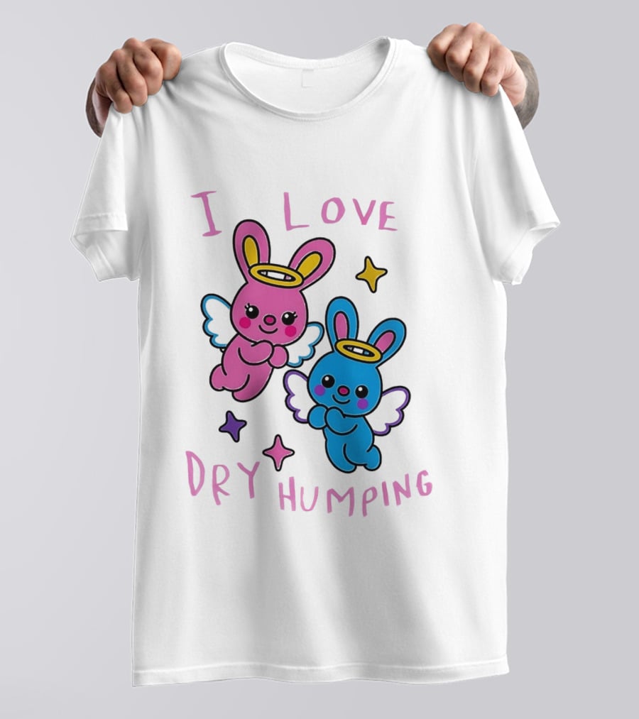 Angel Bunnies I Love Dry Humping Funny Cartoon Characters T-Shirt
