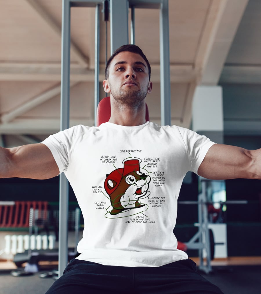 Buc Ee's Odd Perspective Extra Line Vectorized Mess Critique T-Shirt