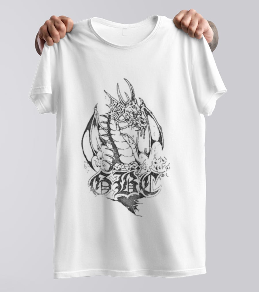 Goth Boi Clique Skull Dragon Artwork With Gothic Letters And Mythical Creature T-Shirt
