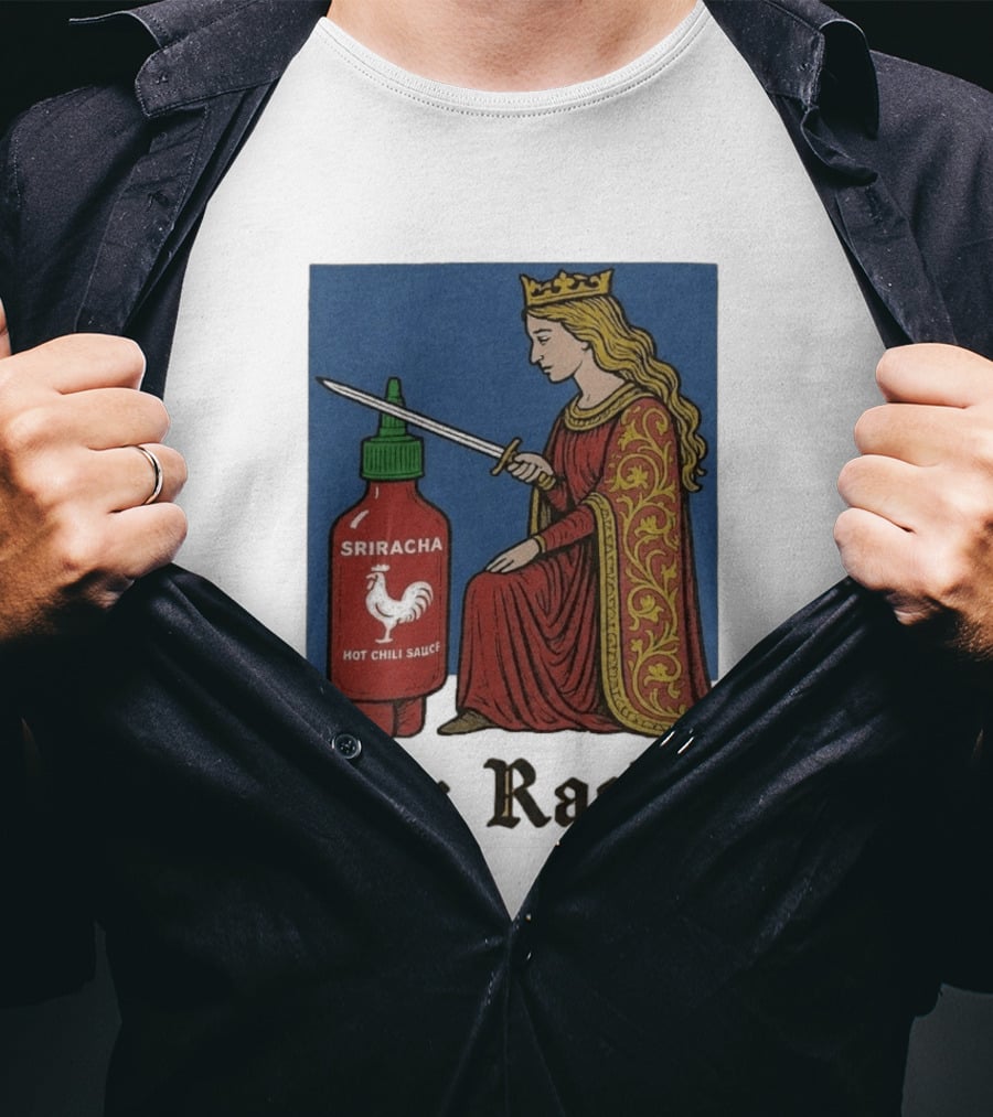 Sir Racha Sriracha Hot Chili Sauce Medieval Knighthood Scene T-Shirt