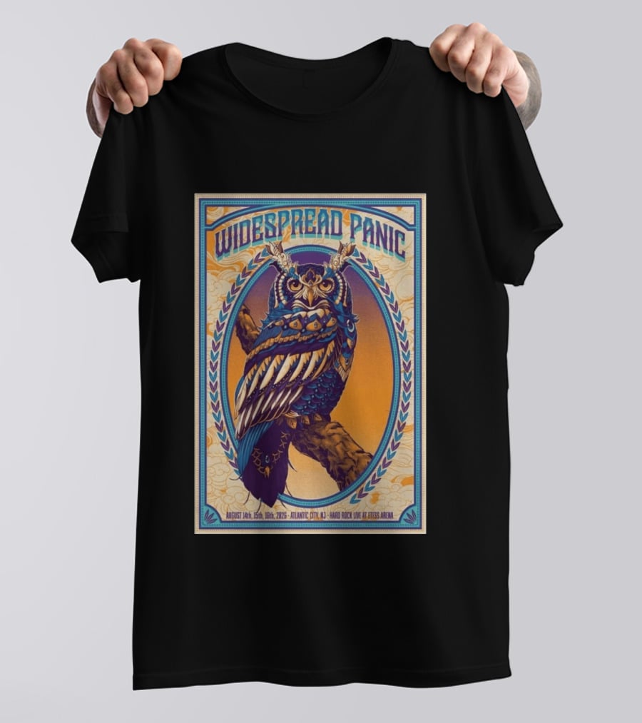 Widespread Panic Atlantic City August 14 16 2026 Hard Rock Live At Etess Arena Owl T-Shirt