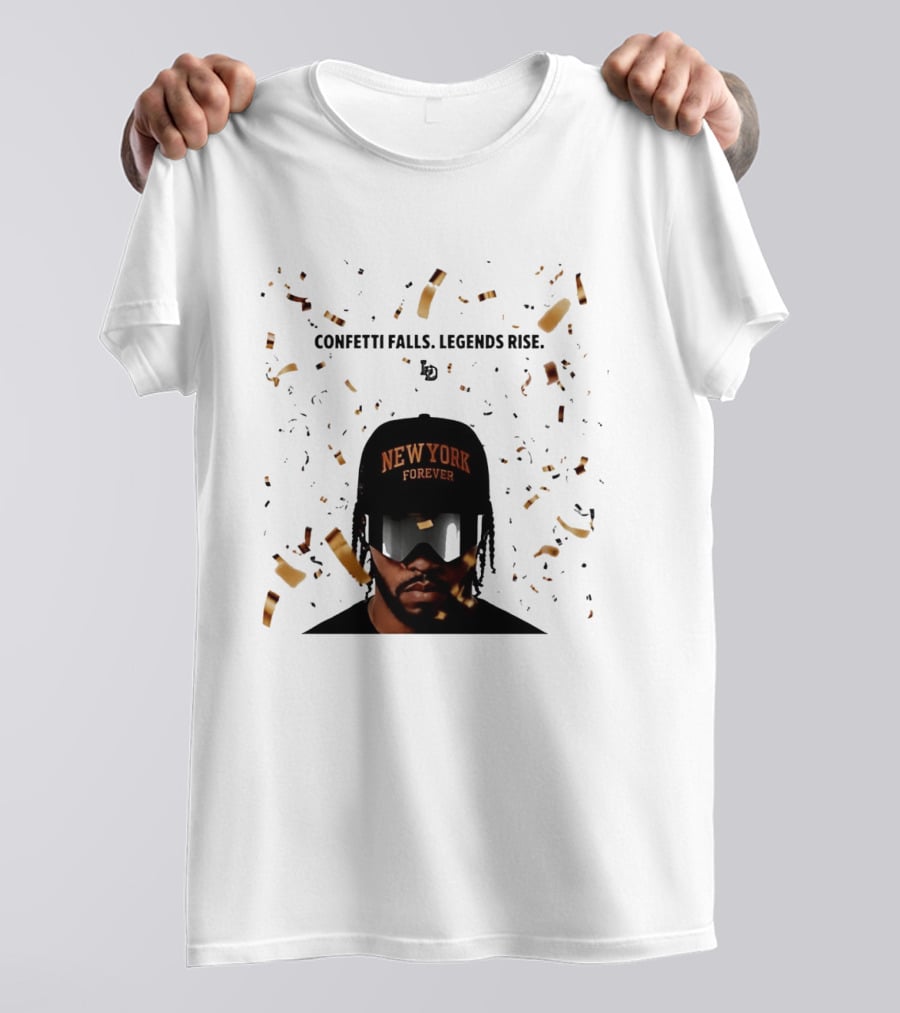 Confetti Falls Legends Rise New York Forever NBA T-Shirt