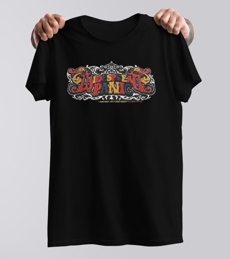 Widespread Panic Aug 14 16 2026 Atlantic City NJ Tour Dates Black And Red Ornate T-Shirt