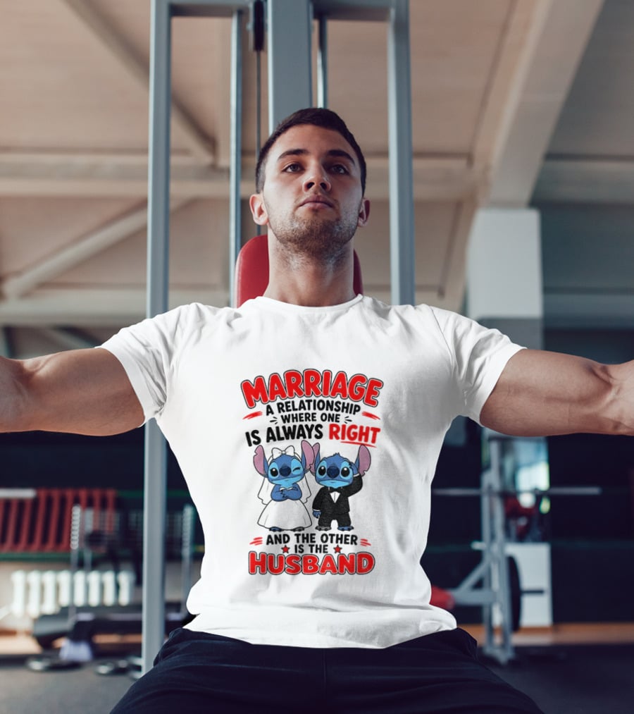 Marriage Relationship Where One Is Always Right And The Other Is The Husband Stitch And Angel T-Shirt