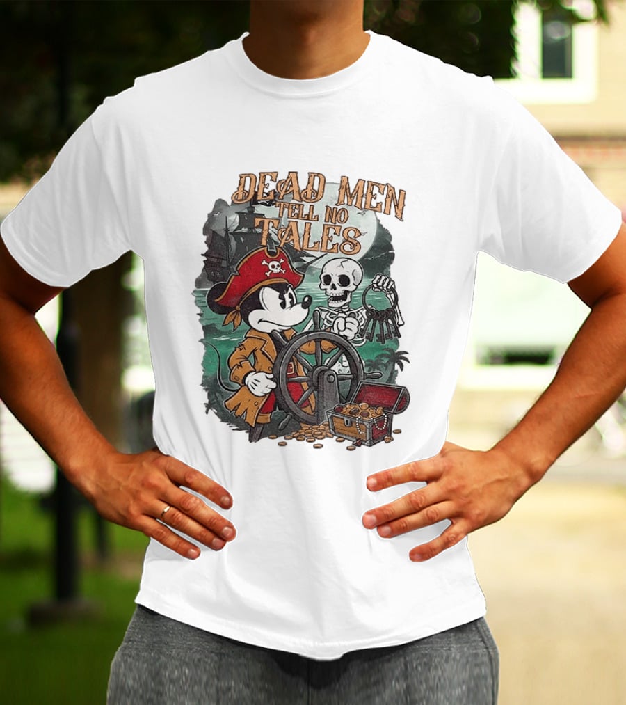 Mickey Mouse Pirate Skeleton Dead Men Tell No Tales Halloween Fantasy Adventure T-Shirt
