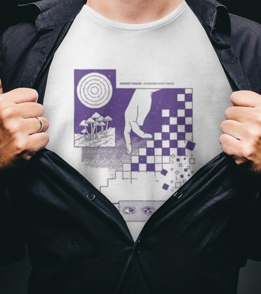 Modest Mouse An Eraser And A Maze Album Artwork Purple Checkerboard T-Shirt