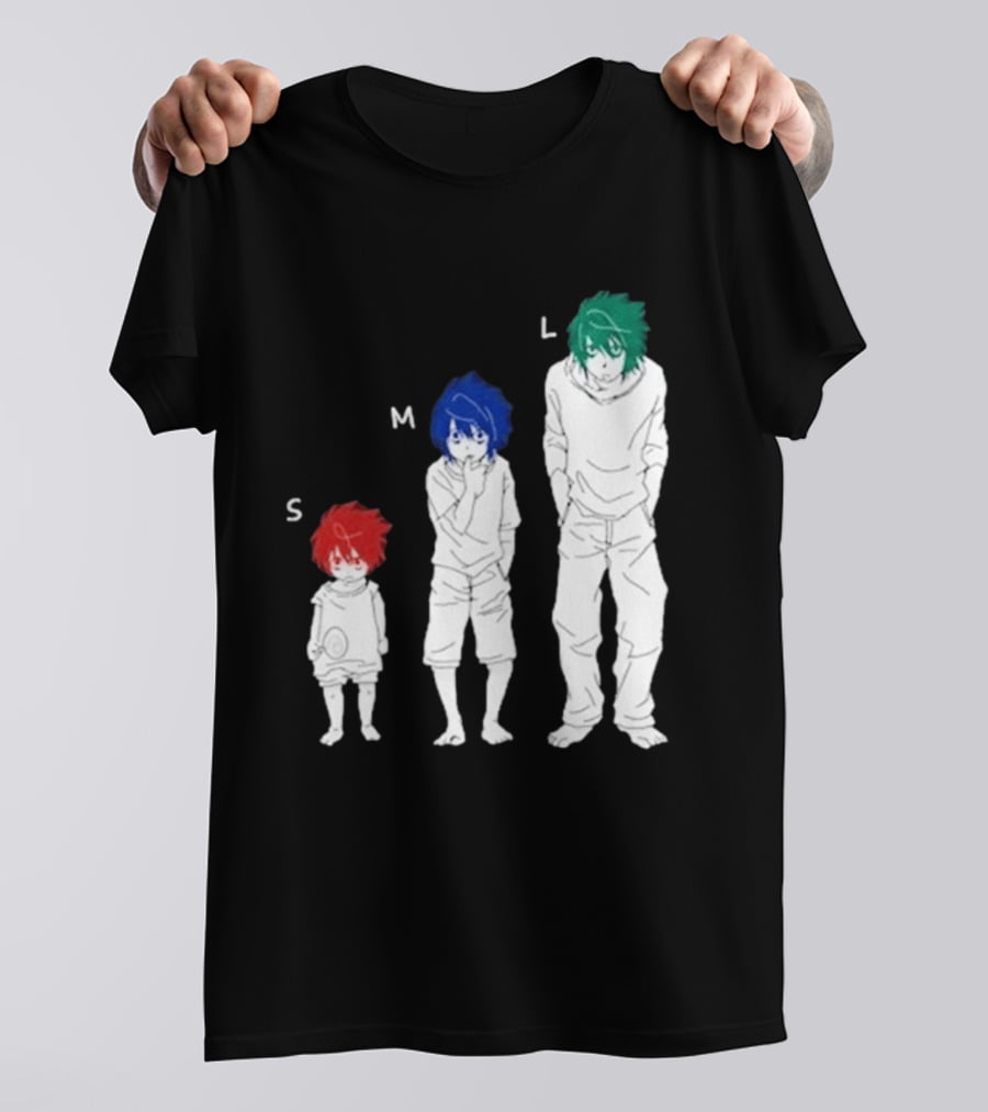 Anime Death Note L Character Evolution Sizes S M L T-Shirt