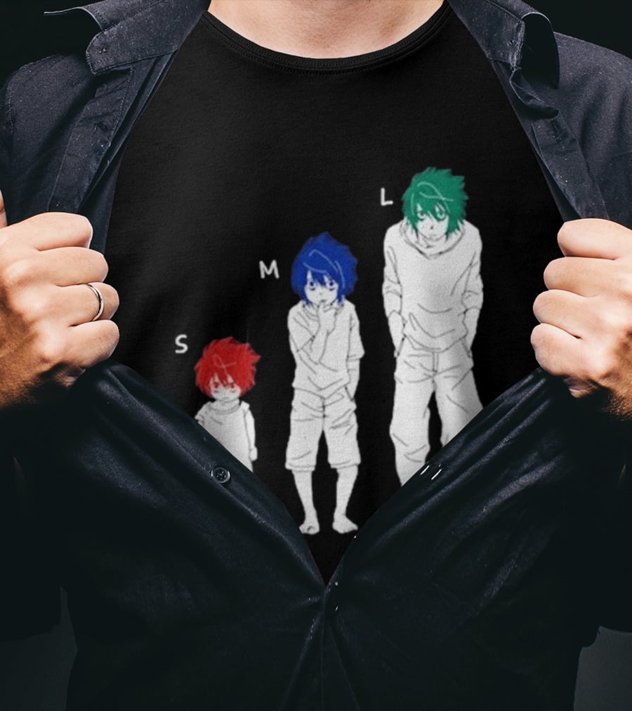 Anime Death Note L Character Evolution Sizes S M L T-Shirt