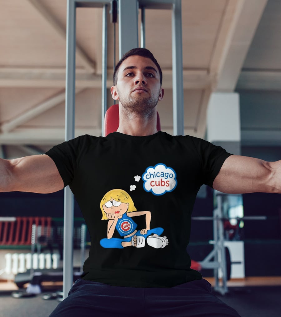 Chicago Cubs MLB Blonde Cartoon Girl Sitting Thought Bubble T-Shirt
