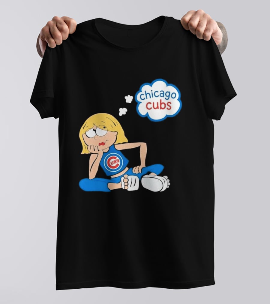 Chicago Cubs MLB Blonde Cartoon Girl Sitting Thought Bubble T-Shirt