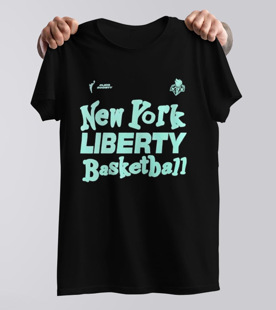 Jason Sudeikis Playa Society New York Liberty Basketball Wordmark T-Shirt