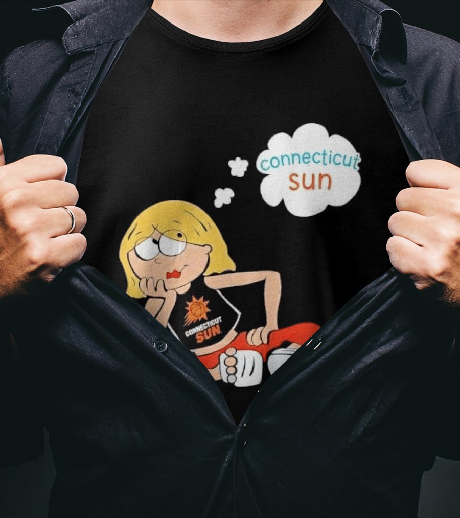 Connecticut Sun WNBA Cartoon Blonde Girl Thought Bubble T-Shirt