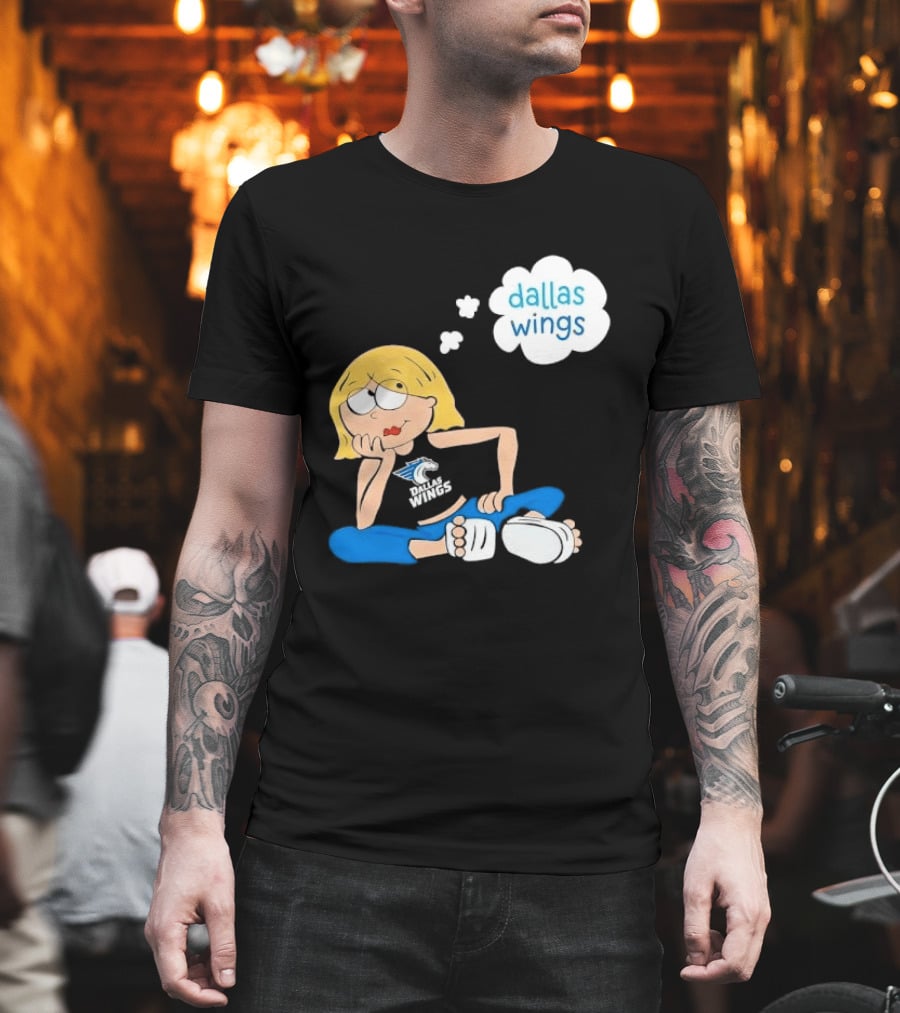 Dallas Wings WNBA Cartoon Blonde Girl Daydreaming Thought Bubble T-Shirt